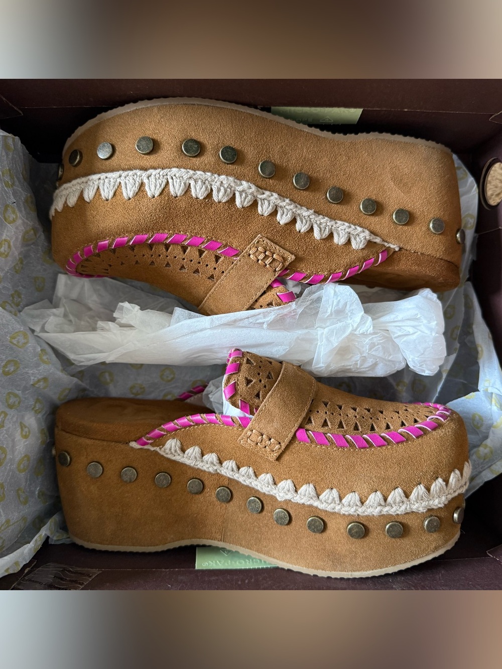 Mou Overstitched Suede Platform Rivets Clog - 8/38 Worn Once! - Picture 2 of 12